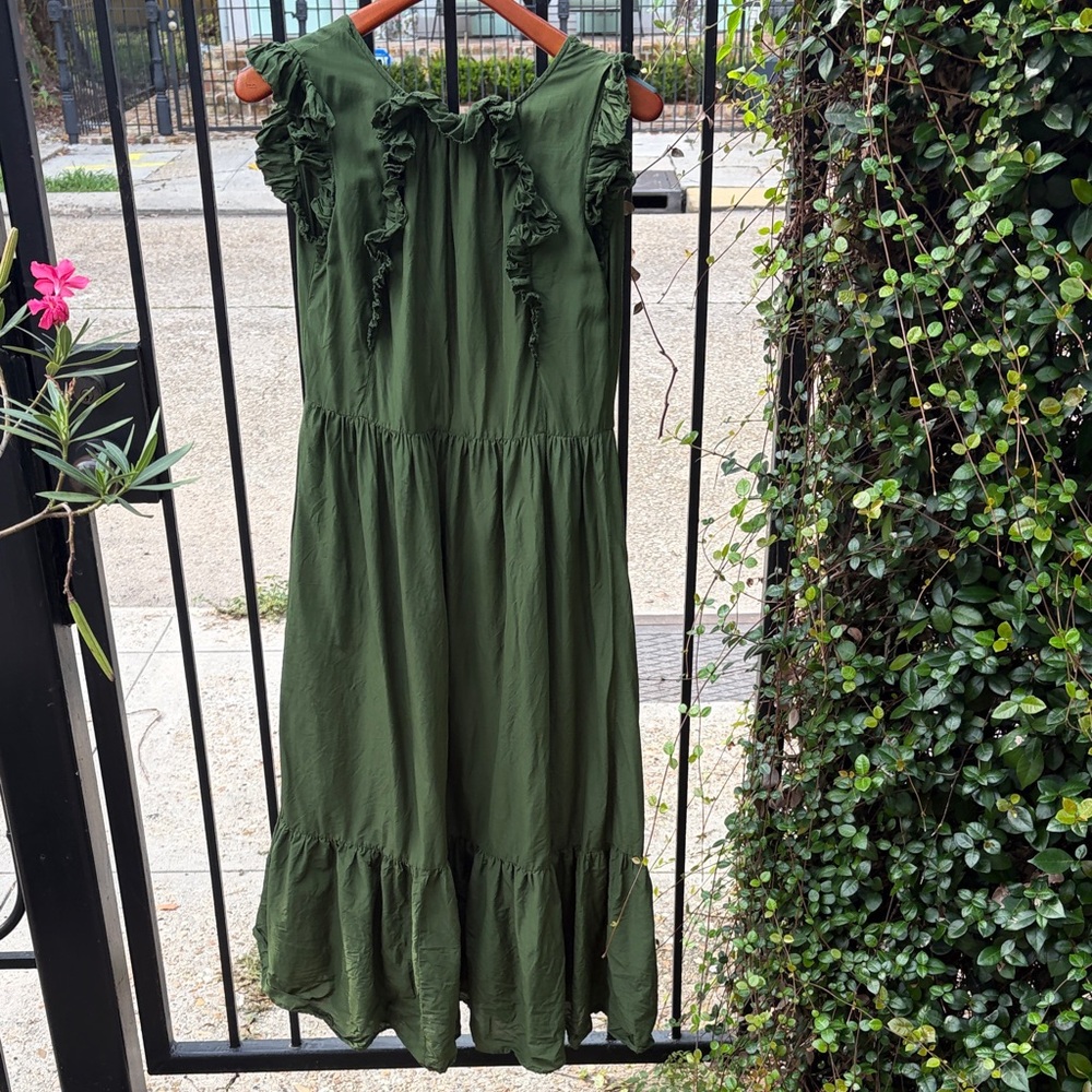 Sea New York Olive Green Ruffled Maxi Dress
